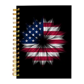 iampanda Spiral Journal Notebook,Strong TwinWire Binding with Premium Paper for Girl Women,Retro Flower 60 Sheets A5 College Ruled NotebookJournal,Perfect for School Office Home Gifts,USA Flag
