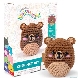 Squishmallow Original Omar The Bear Crochet Kit, Includes Yarn, Crochet Hook, Starter Hooks, Step-by-Step Tutorials, Exclusive Crochet Kit for Beginners, DIY Craft, Crochet Kits, Great Teen Gifts