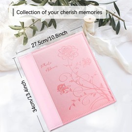 Miaikoe Photo Album 10 x 15 400 Photos Slip In, Large Capacity Leather Cover Picture Albums Holds 400 Vertical 10 x 15 cm Landscape Photos for Wedding Family (Pink)