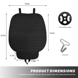 Gdnecad Car Front Seat Cover, Anti-Slip Bottom Auto Seat Cushion Pad Comfortable Cover with Storage Pocket, Breathable Linen Front Seats Protector for Most Cars Trucks SUVs (Black, Front Seat)