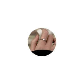 Thin Stacking Initial Rings for Women Stackable Plain Letter Ring for Women Open Adjustable Silver Capital Alphabet Letter Band Ring (F)