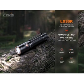 EdisonBright Fenix LD30R 1700 Lumen USB Rechargeable Light Weight LED Flashlight, Battery Battery Carrying case Bundle