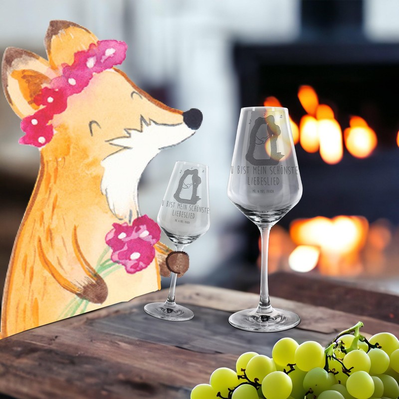 Mr. & Mrs. Panda Weißwein Glas Bär Lied - Geschenk,