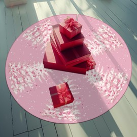 Tian Zhun Christmas Tree Skirt Pink Tree Skirts Xmas Winter Party Holiday Tree Mat 30 Inch for Indoor Outdoor Decorations
