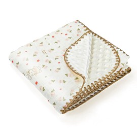 Double-Sided Baby Blanket with 100% Muslin Cotton and Polka Dot Fleece - Super Soft Cuddly Blanket for Babies, Breathable Design with Two Textures for Sleeping and Pram (100 x 110 cm)