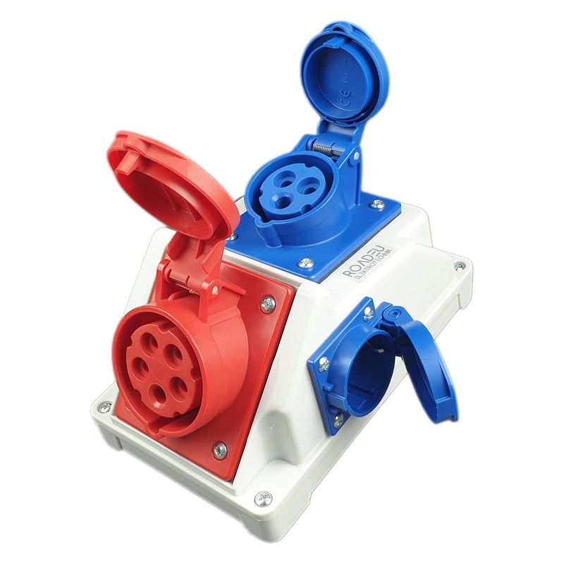 RoadEu Combination Wall Socket, 16 A CEE Socket 5P with