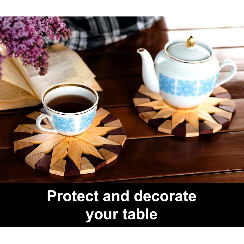 ECOSALL Natural Wood Trivets for Hot Dishes, Table and Kitchen