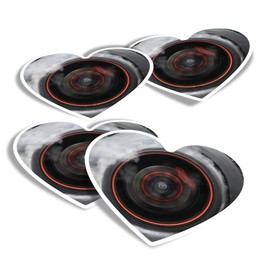 Vinyl Heart Stickers (Set of 4) - Drift Car Racing Wheel Driving Fun Decals for Laptops,Tablets,Luggage,Scrap Booking,Fridges #16530