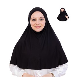 Prien Elegant Headscarf for Women, Muslim Hijab with Niqab, Islamic Scarf Women, Headscarves for Prayer Clothing, Ramadan, Abaya, black
