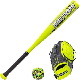 Ortiz34 Youth T-Ball Set, 25" Signature Aluminum T-Ball Bat with -10 Drop, Foam Core T-Ball, 9" Lightweight Youth Glove, Vibrant Graffiti Print