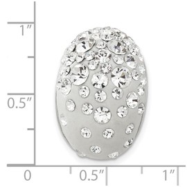 JewelryWeb 925 Sterling Silver Rhodium White Clay and Preciosa Crystal Chain Slide Pendant Necklace Measures 23.25x16.1mm Wide - Chain Necklace for Women and Men
