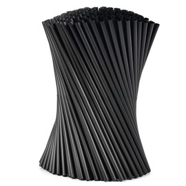 Plasticless 100 PCS Disposable Drinking Straws, Eco Friendly Straws Drinking Plastic Free Colorful Flexible Bendable Corn-based Organic Compostable Biodegradable Straws for Party Travel 8.2 " Long (100pcs-black)