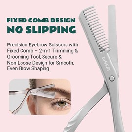 Eyebrow Trimming Scissors with Combs, Eyebrow Cutter Hair Removal Eyebrow Scissors,Eye brow razors, Eyebrow trimmer for women,Gifts For Men Women Stocking Stuffers (Grey)