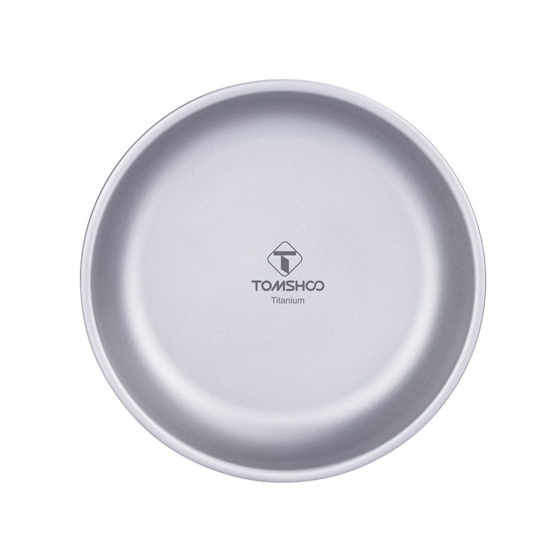 TOMSHOO Titanium Round Camping Plate Outdoor Ultralight Portable Tableware Cookware