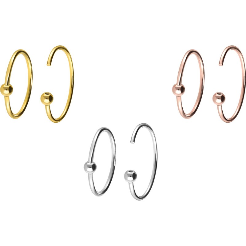 PIERCINGLINE 925 Sterling Silver Nose Piercing Ball Piercing Nose Ring