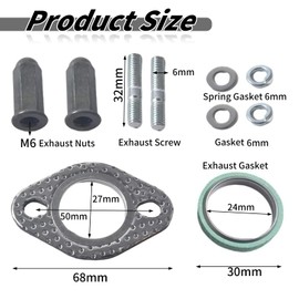 1 Set Muffler and Gasket Assembly Kit for GY6 GMB139 Engine 50cc 70cc 90cc 110cc 125cc 150cc Exhaust Bolt and Gasket Kit for Scooters ATVs Go Karts Moped Quad Engine