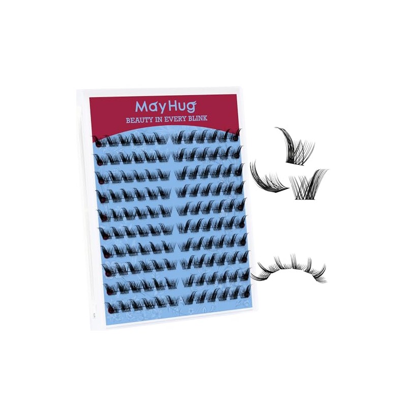 Mayhug Eyelash Extensions, 120 Pieces, D Curl Individual Eyelashes, DIY