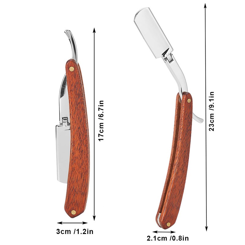 Manual Razor Professional Men Male Wooden Handle Folding Shaver Blade