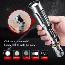 Tokeyla 3 Pack Led Flahlight Rechargeable, 18650 No Battery Flashlight 7.4 in Zoomable Super Bright Waterproof Handheld Flashlight for Outdoor, Emergency, Camping (Charger & Battery Not Included)