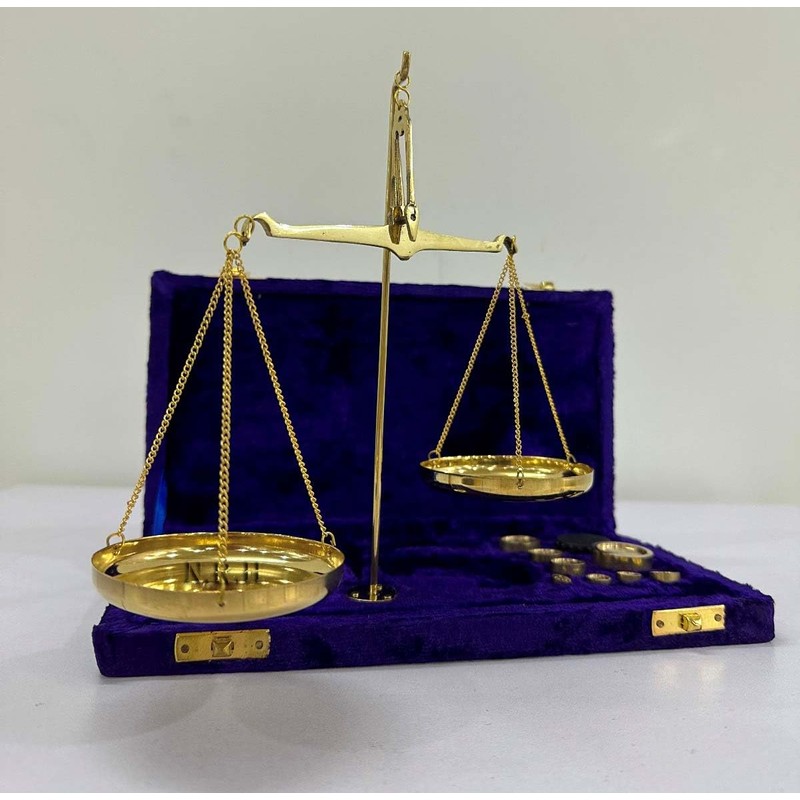 Old Traditional Goldsmith Weight Justice showpiece Brass Weighing Scale Balance