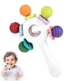 Lociban Baby Toy, Sensory Teething Ring Toys, Suitable for Hearing Development and Teeth Development, Montessori Early Education, Baby Toy, Ideal for Babies Aged 0-36 Months