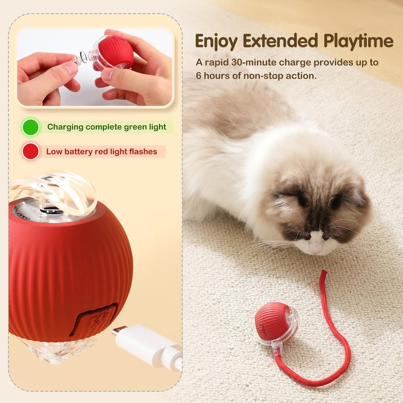 Pet Intelligent Rolling Ball,Interactive Cat Toys Ball for Indoor,Motion Activated