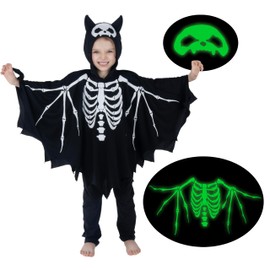 Sincere Party Glow In the Dark Bat Cape Skeleton Costume for Children 9-11 Years
