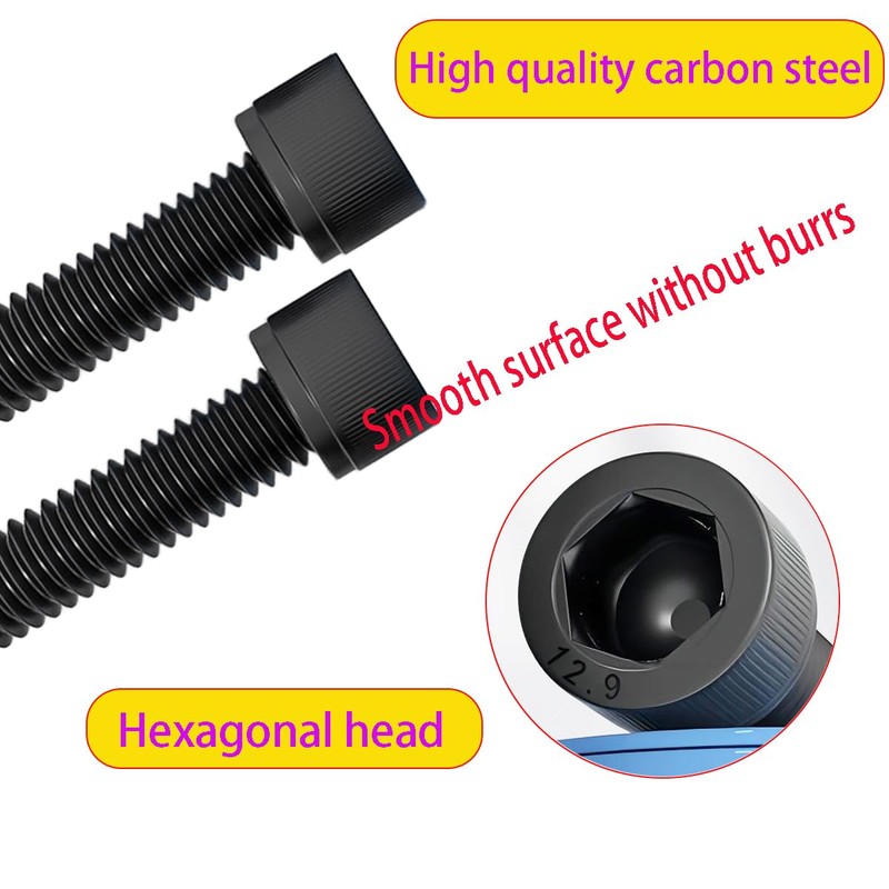 Qrity 10PCS M6x65mm Cylinder Hex Head Cap Screws, Screws Fasteners,