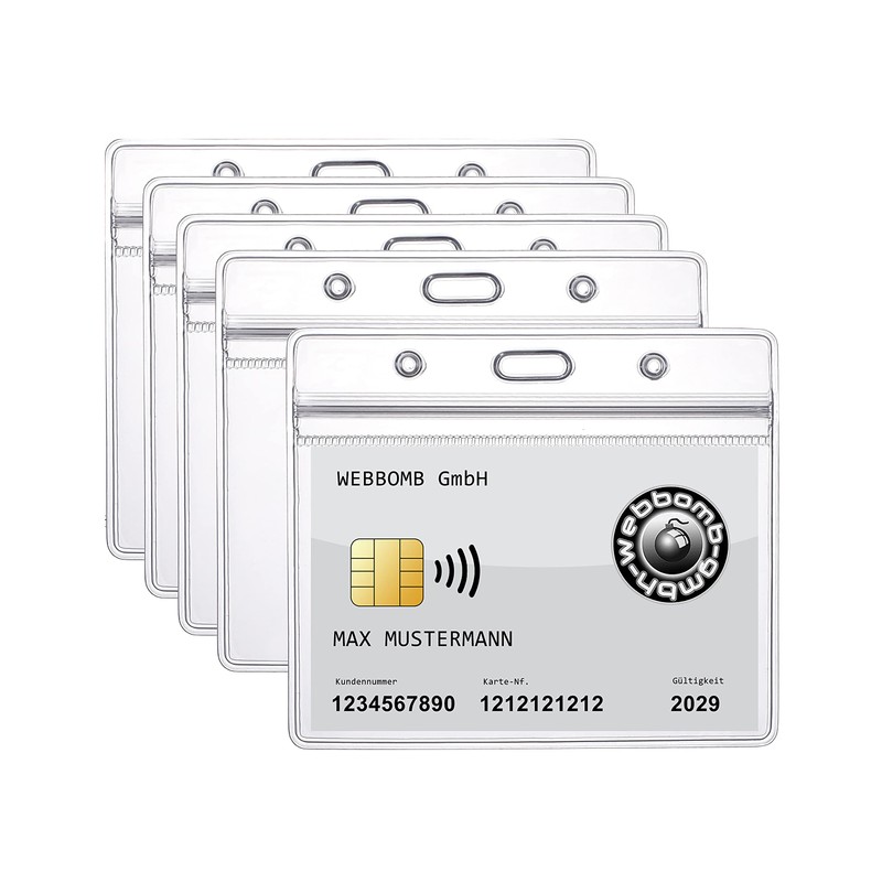 WEBBOMB Set of 5 x ID Card Holder Zip Card