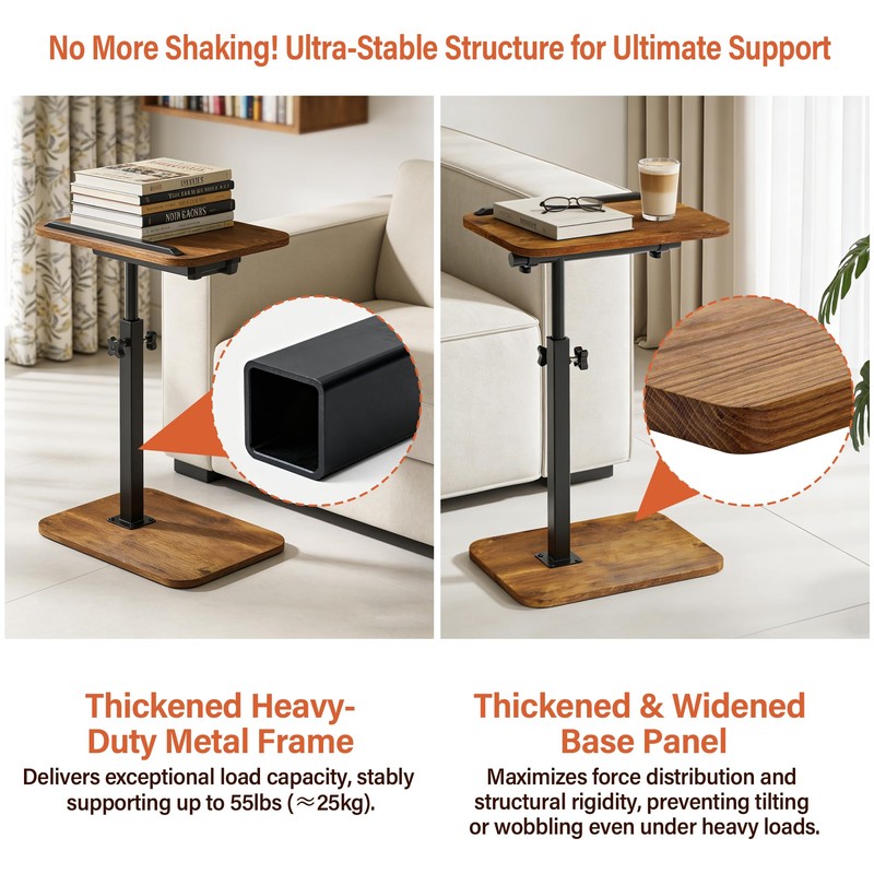 Relahous 360° Swivel TV Tray Table with 0-90° Tilt Top,
