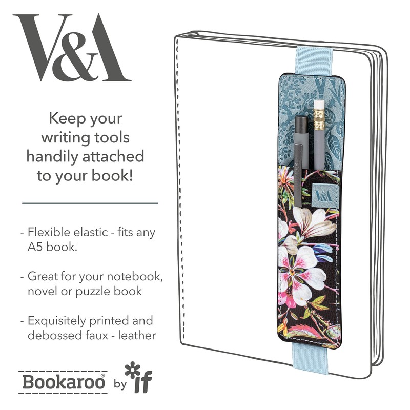 V & A Bookaroo Pen Pouch Kilburn Black Floral
