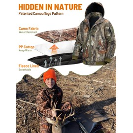 NEW VIEW Silent Kids Camouflage Hunting Clothes, Water Resistant Youth Camo Jacket with Thickened Lining for Cold Weather (US, Alpha, Medium, Regular, 4.0 Thicken Camo Leaf)
