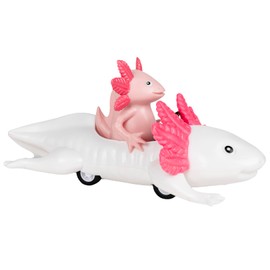 Accoutrements Archie McPhee Hilarious and Funny Cute Little Pink Axolotl in Joyride Pull Back Car - 5-3/4"", Small