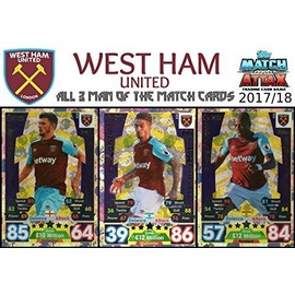 MATCH ATTAX 17/18 SET OF 3 WEST HAM UNITED MAN OF THE MATCH CARDS
