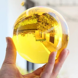CHENGXINWENHUA Decorative Orbs for Bowls and Vases Set of 1，Diameter 3 Crystal Sphere Ball,Camera Sphere and Photography Orb (Amber-1)
