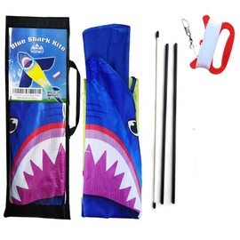HONBO Huge Shark Kites for Kids & Adults, Easy to Assemble Fly Beginner Kite for Boys & Girls for Outdoor Game, Beach Trip, Large Kite Flyer 75"x45" with Long Tail, and 50 Meters String for Summer
