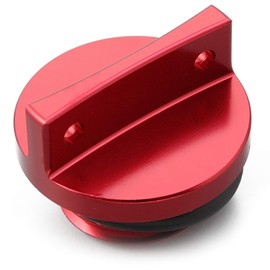 Daytona 74760 Aluminum Billet Motorcycle Oil Filler Cap with O-Ring Shaved Aluminum M20 x P2.5 Red