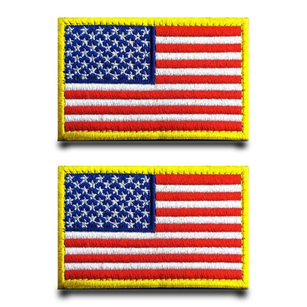 Pack of 2 Gold USA Flag Patch Embroidery Tactical Military