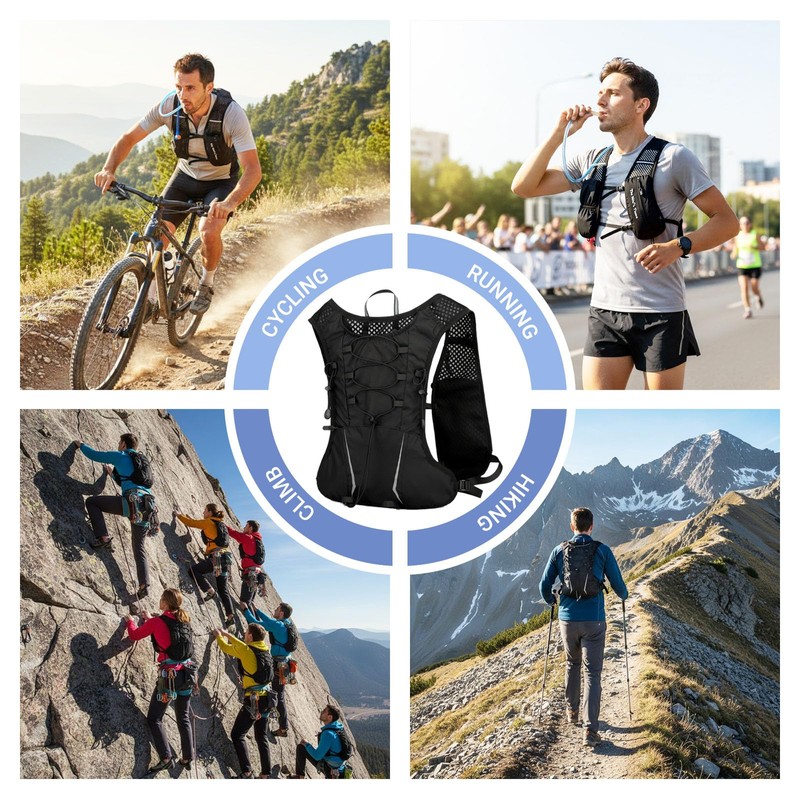 Running Vest Hydration Backpack Men Women, Lightweight Breathable Reflective Strips
