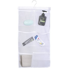 ALYER 6 Storage Pockets Hanging Mesh Shower Caddy,Space Saving Bathroom Accessories and Quick Dry Bath Organizer with Hanger,White