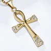 Puzamen Ankh Cross Necklace for Men Women with Cubic Zircon