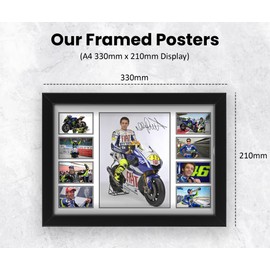 Valentino Rossi Signed Poster Print- Limited Edition Autograph Fan Gift – Collectible Memorabilia Merchandise (Framed A4 (30x21cm))