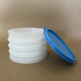 Tupperware Hamburger Keepers 5" (Set of 4) Freezer Safe #1927, Blue Seal New