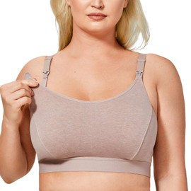 Gratlin Women's Plus Size Nursing Bra Sports Maternity Support Cotton Breastfeeding Bras Cameo Gray XX-Large