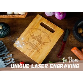 INNObeta Papaw Gifts Bamboo Cutting Board for Grandpa, Chopping Kitchen Cooking Board for Father's Day, Christmas, 11.41"x 8.66", Everything tastes better on Papaw's grill - Papaw Gifts