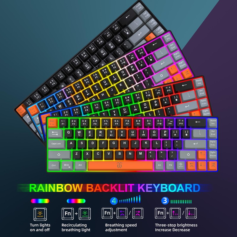 Snpurdiri 60% Wireless Gaming Keyboard and Mouse Combo (Gray-Black-Orange)