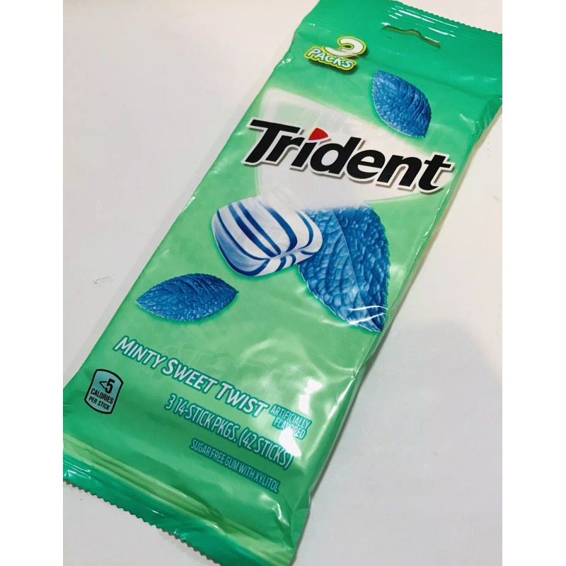 Trident 3 Packs .Trident Minty Sweet Twist Sugar Free Chewing