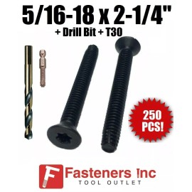 Brighton Qty 250 5/16-18 x 2-1/4"Torx Trailer Flooring Floorboard Screws + DRILL BIT+T30