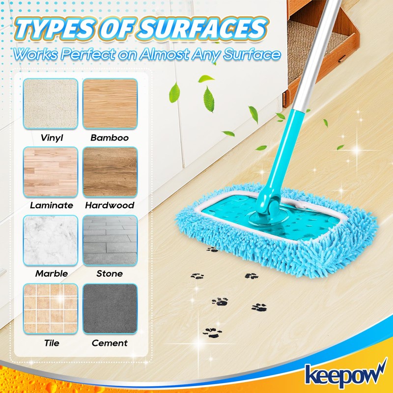 KEEPOW Pack of 4 Microfibre Wet Pads Compatible with Flash
