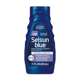 Selsun Blue Champú y acondicionador anticaspa 2 en 1, tratamiento 2 en 1 de máxima resistencia con sulfuro de selenio, 11 onzas líquidas